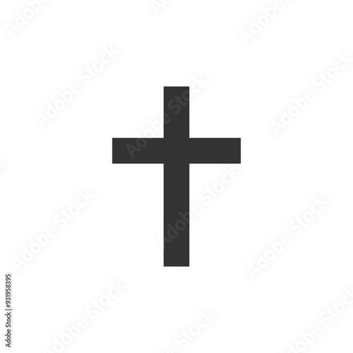 Christian cross black isolated faith symbol on white background. God sign. Vector icon in flat style