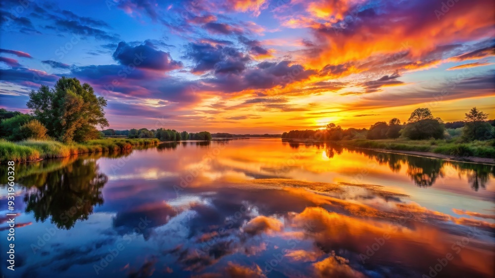 Sunset over a peaceful river with vibrant colors reflected in the water, sunset, river, nature, scenic, colorful, water Sunset over a peaceful river with vibrant colors reflected in the water, sunset, river, nature, scenic, colorful, water