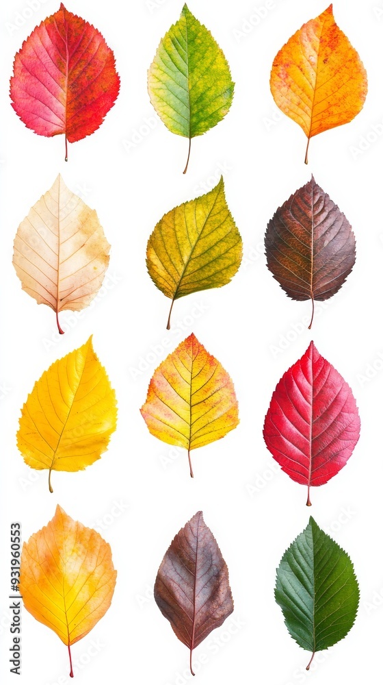 Obraz premium Collection of colorful autumn leaves changing color