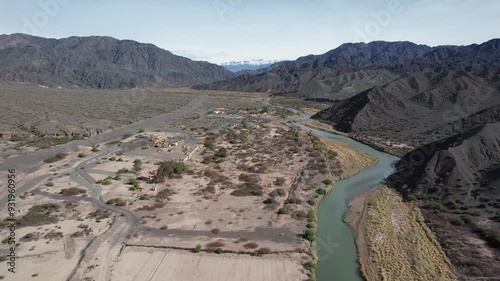 Aerial view of an old abandoned aluminum sulphate mine, in San Juan, Argentina. photo