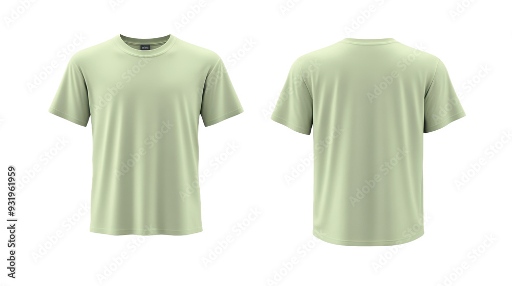 Green Round-Neck T-Shirt Mockup: Front and Back View on Transparent Background Green Round-Neck T-Shirt Mockup: Front and Back View on Transparent Background