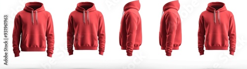 Red Hoody Sweatshirts Displayed From Different Angles photo