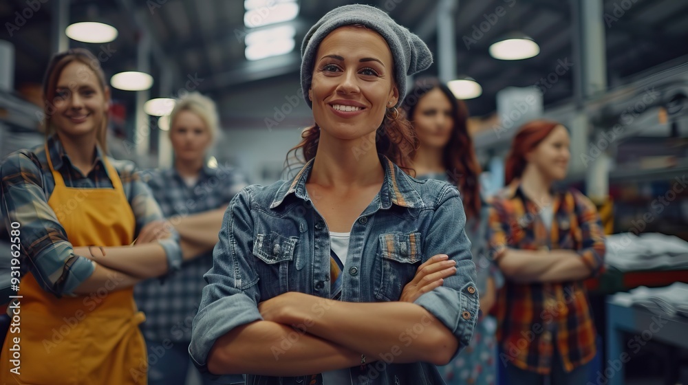 Fototapeta premium Confident women workers at garment business.