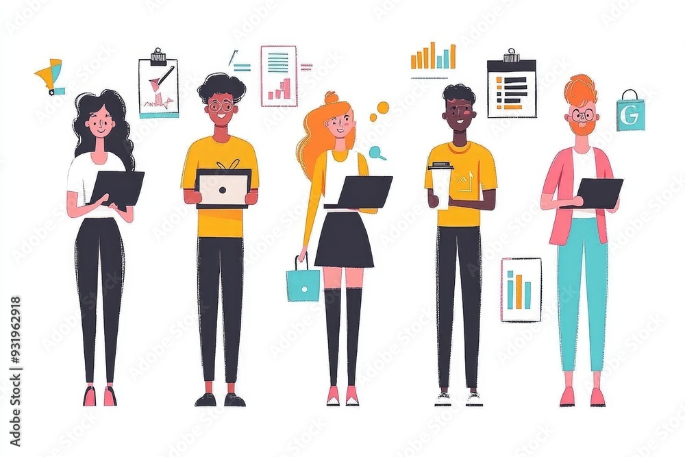 Diverse Team of Young Professionals Working on a Project Together Diverse Team of Young Professionals Working on a Project Together