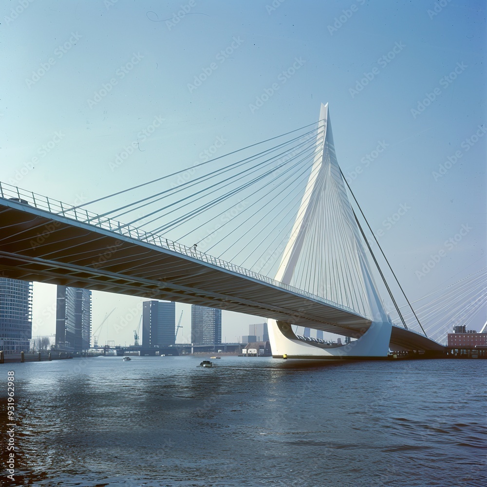Fototapeta premium The Netherlands Ingenious Erasmus Bridge in Rotterdam