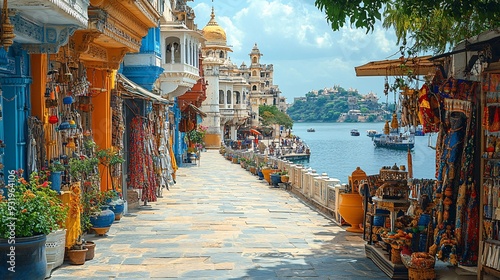 The vibrant streets of Udaipur, with its lakes, palaces, and narrow lanes filled with markets and artisans.