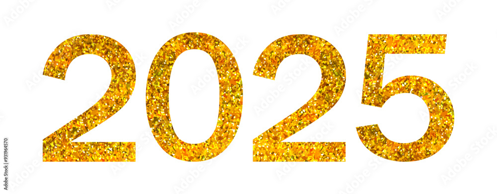 2025 New Year gold glitter numbers. Shiny golden sticker, clip art for holiday decorations, festive cards, posters, banners. Vector illustration isolated on transparent background 2025 New Year gold glitter numbers. Shiny golden sticker, clip art for holiday decorations, festive cards, posters, banners. Vector illustration isolated on transparent background