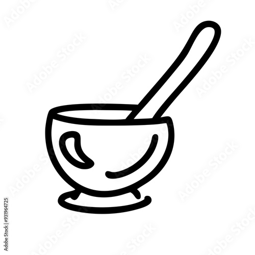 Hot Drink Icon, Halloween Symbol, Outline Style, White Background