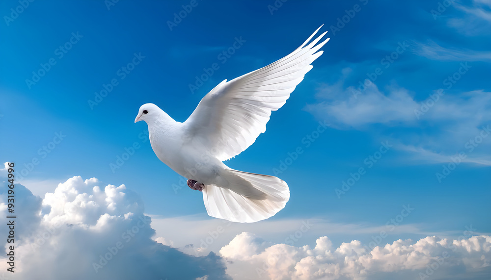sky funeral background with white dove, copy space for text sky funeral background with white dove, copy space for text