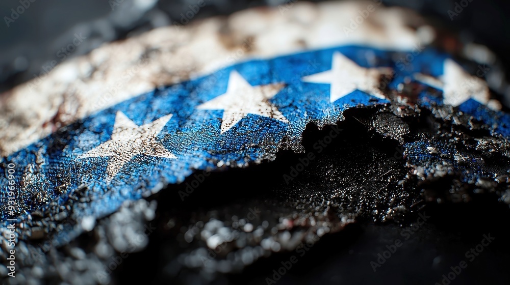Obraz premium Blue Lives Matter Flag, a striking closeup showcasing vibrant blue tones and detailed texture, symbolizing support for law enforcement, perfect for awareness campaigns and discussions.