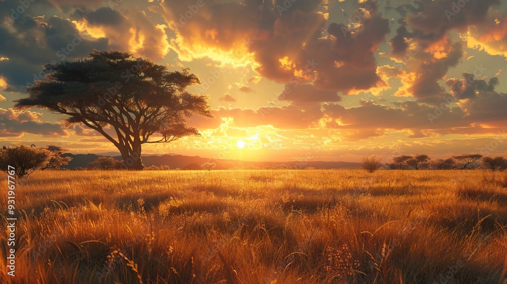 Fototapeta premium African plain at sunset