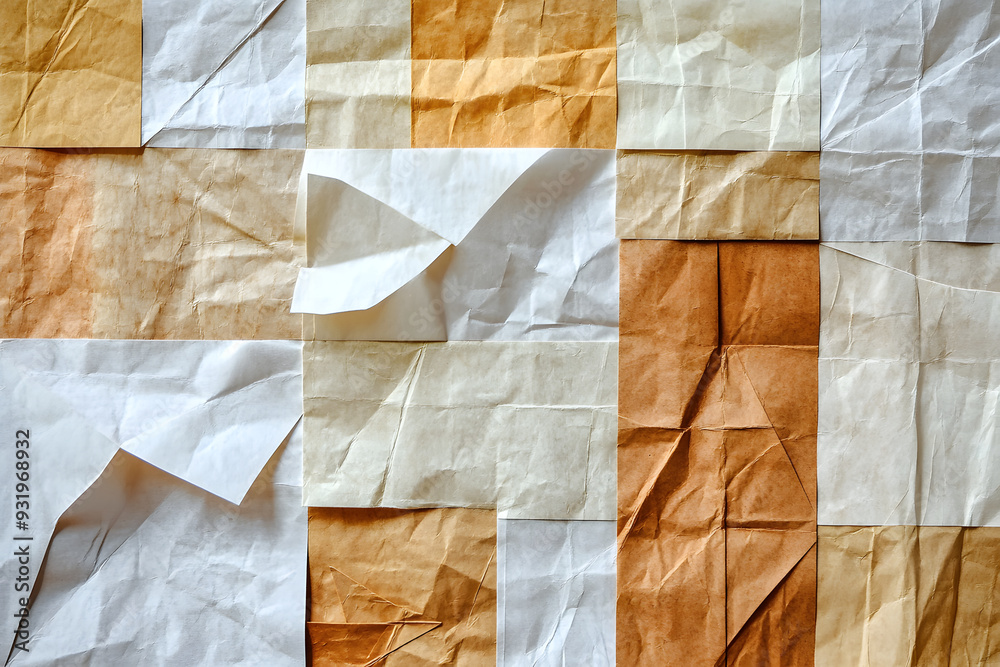 Collage aus verschiedenen Papiertexturen in sanften Farben