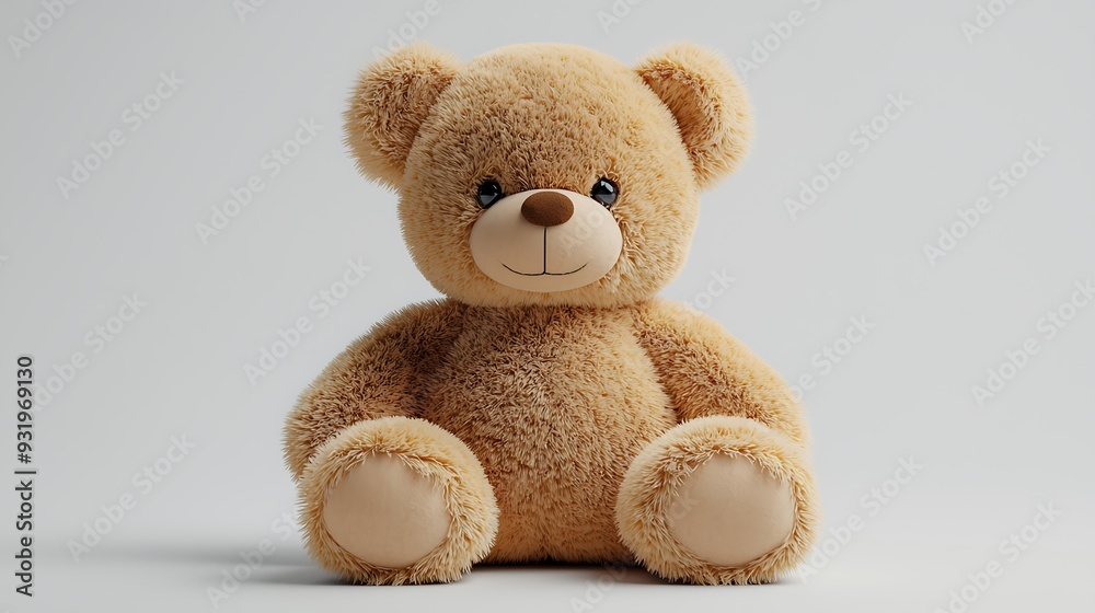 Obraz premium Cute Plush Teddy Bear Toy Isolated on a White Background