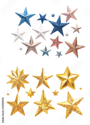 3d stars isolated on white background