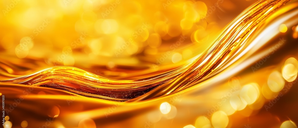 Rich gold ink spreading smoothly across a liquid background, with ...