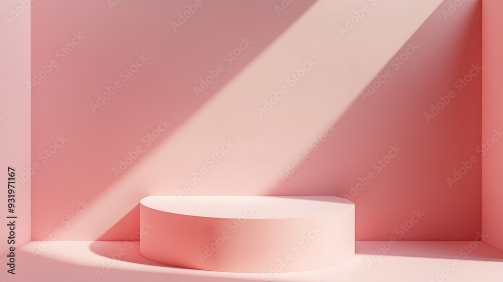 3D render of a podium or stand displayed against a soft pink pastel background 3D render of a podium or stand displayed against a soft pink pastel background