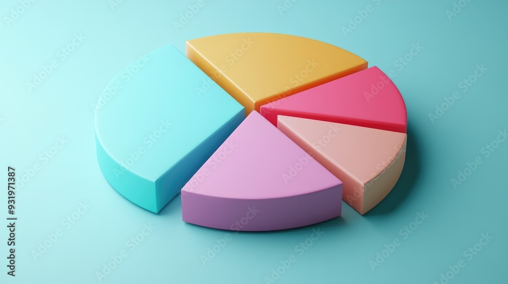 Fototapeta premium 3D rendered pie chart with empty space for text showcasing a circular diagram design