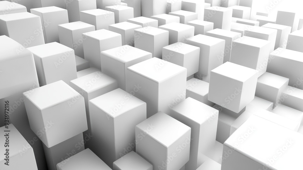 3D white geometric cubes 3D white geometric cubes