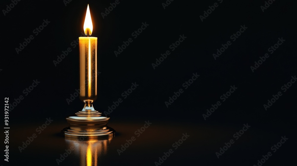 A golden candlestick set against a striking black background symbolizes financial analysis and trading success leading the way to profitable opportunities 3D render illustration A golden candlestick set against a striking black background symbolizes financial analysis and trading success leading the way to profitable opportunities 3D render illustration