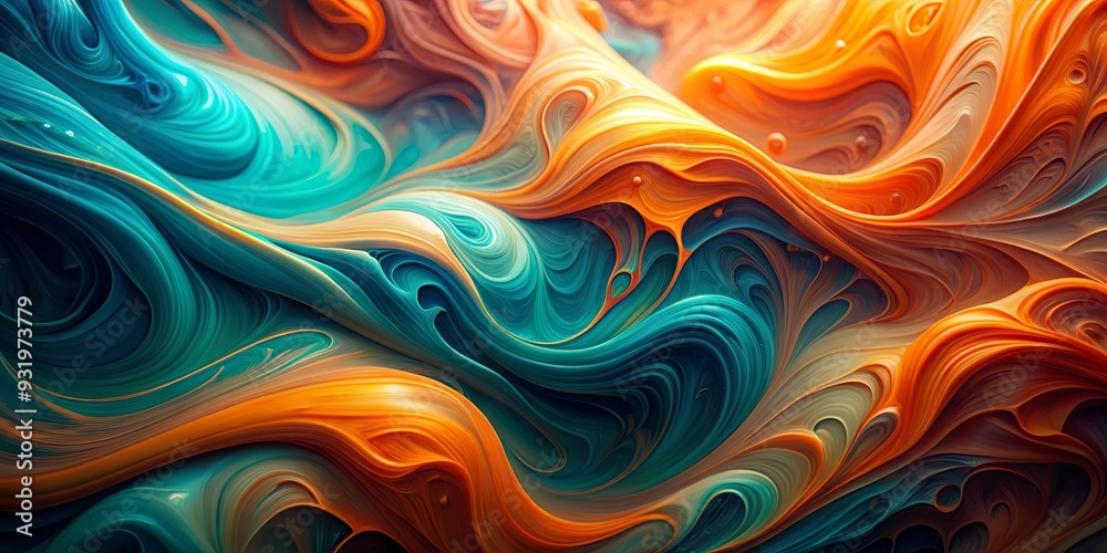 Abstract teal and orange liquid swirls creating a mesmerizing gradient effect Abstract teal and orange liquid swirls creating a mesmerizing gradient effect