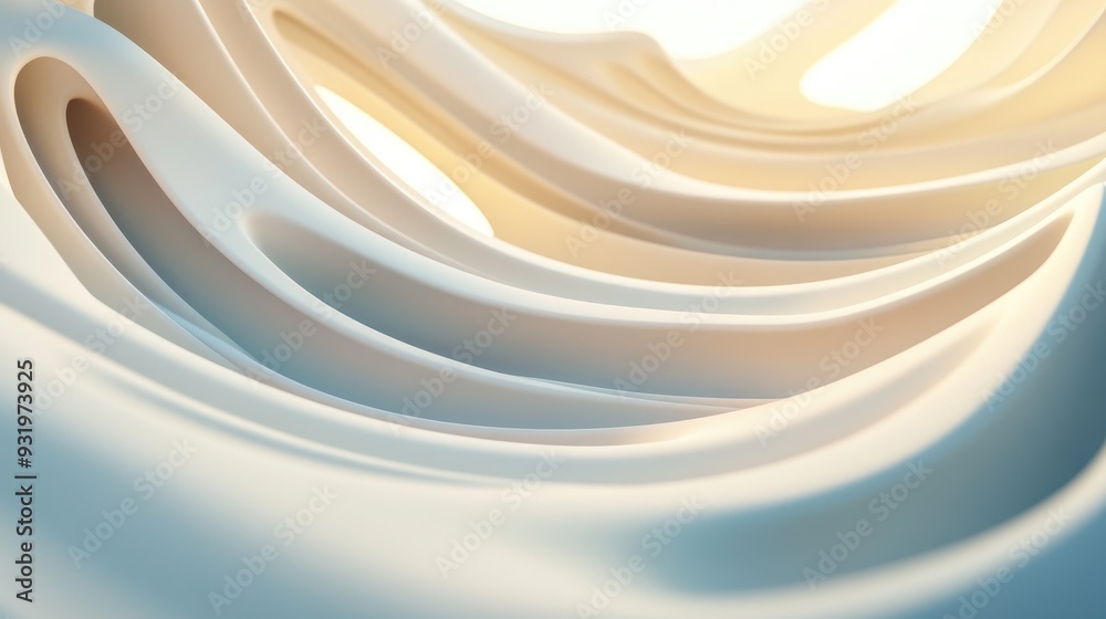 Obraz premium Abstract curved lines on a light backdrop 3D rendering