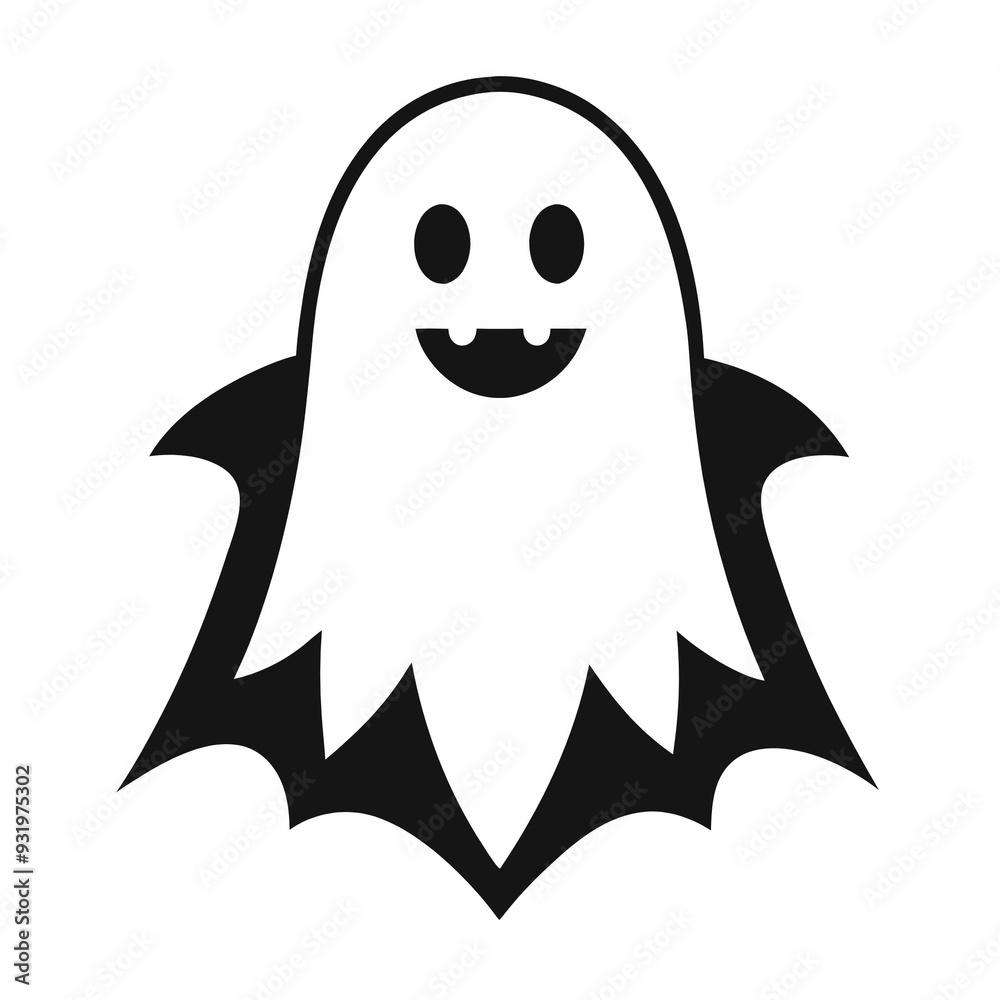 Halloween Ghosts Icon, Simple Black Silhouette, Spooky Season Symbol. Halloween Ghosts Icon, Simple Black Silhouette, Spooky Season Symbol.