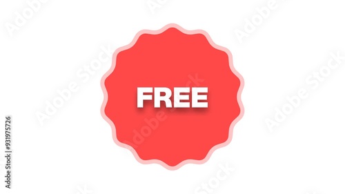 Animated Free Tag Icon with Rotating Animation - Dynamic Free Tag with Spin Effect, Interactive Free Tag Animation Alpha Channel transparent
