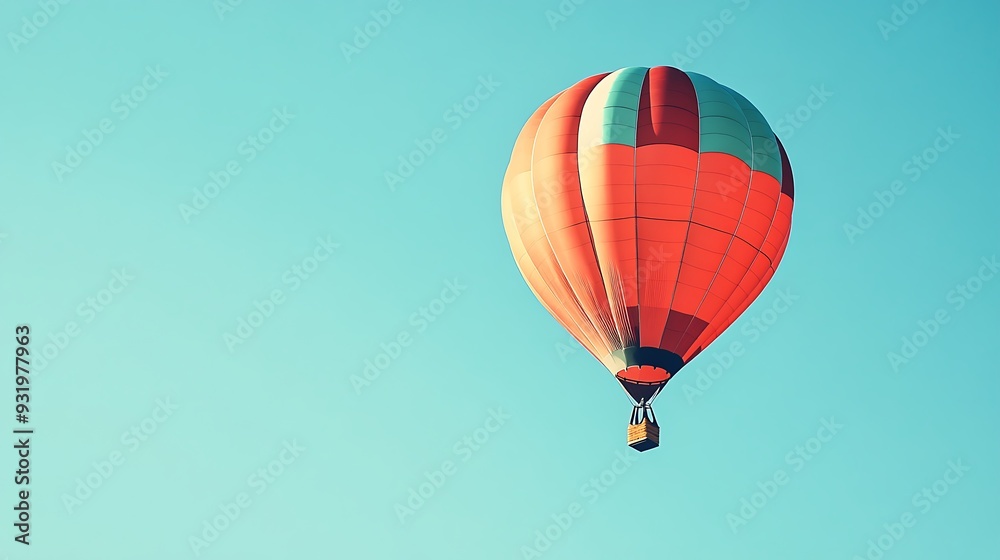 Fototapeta premium A Colorful Hot Air Balloon Ascending Against a Clear Blue Sky