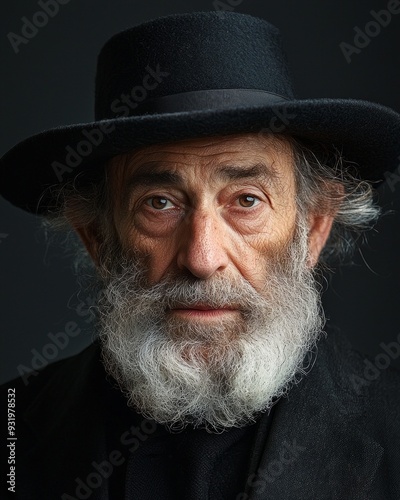 Portrait of senior orthodox jewish. Purim, festival, holiday, celebration, judaism, religion, human emotions concept. photo