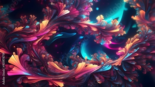 "Experience the beauty of the unknown with a neon abstract fractal wallpaper, where the boundaries of space and imagination are blurred, and every glance reveals a new and captivating detail."