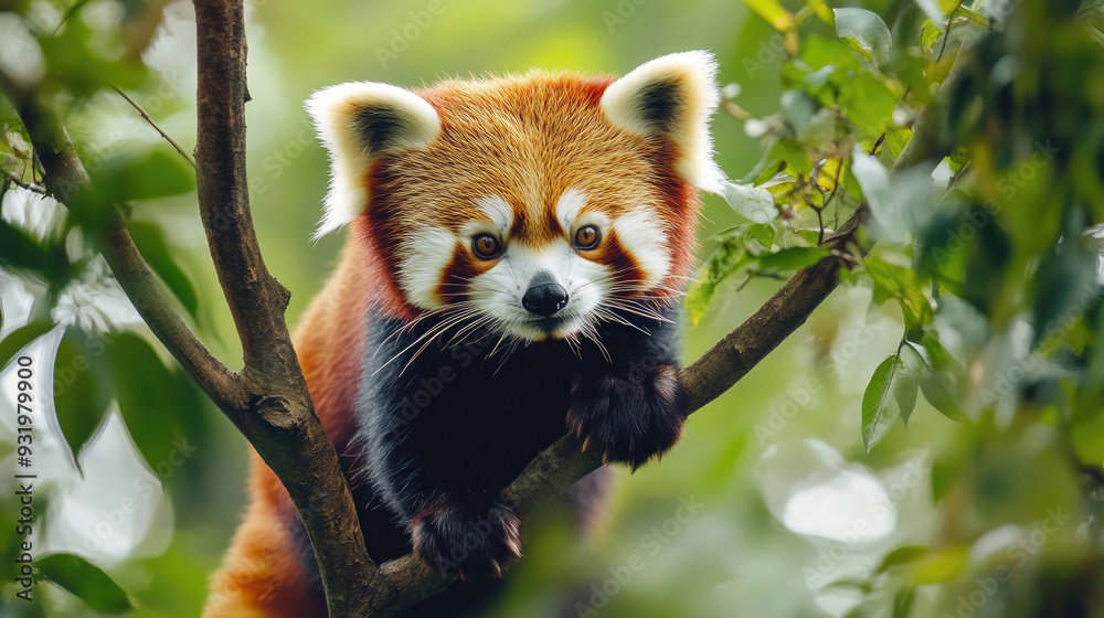 Fototapeta premium A red panda in its natural habitat.