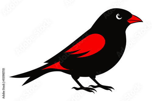  Red crossbill silhouette black color vector art illustration photo