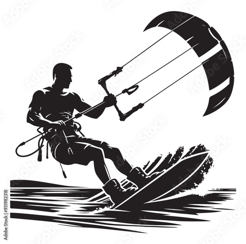 kitesurfing silhouette illustration icon vector
