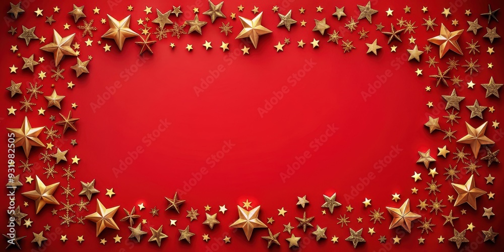 Red Christmas themed frame with little stars on a red background , stars, frame, red, Christmas, holiday, festive Red Christmas themed frame with little stars on a red background , stars, frame, red, Christmas, holiday, festive