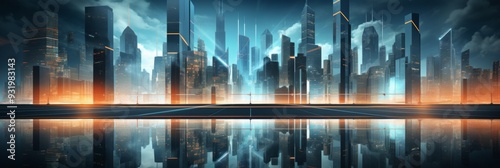 Sleek Skyscraper. Modern Architecture Banner Design photo