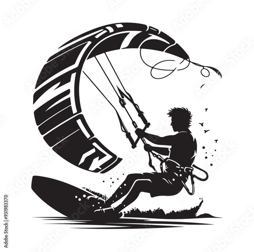 kitesurfing silhouette illustration icon vector