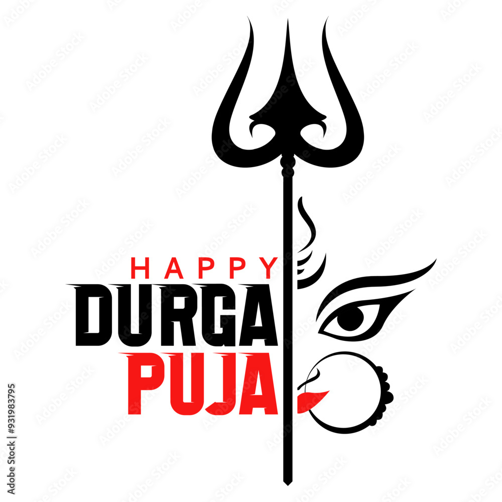 Happy Durga Puja, Hindu goddess durga face vector illustration design. Happy Durga Puja, Hindu goddess durga face vector illustration design.