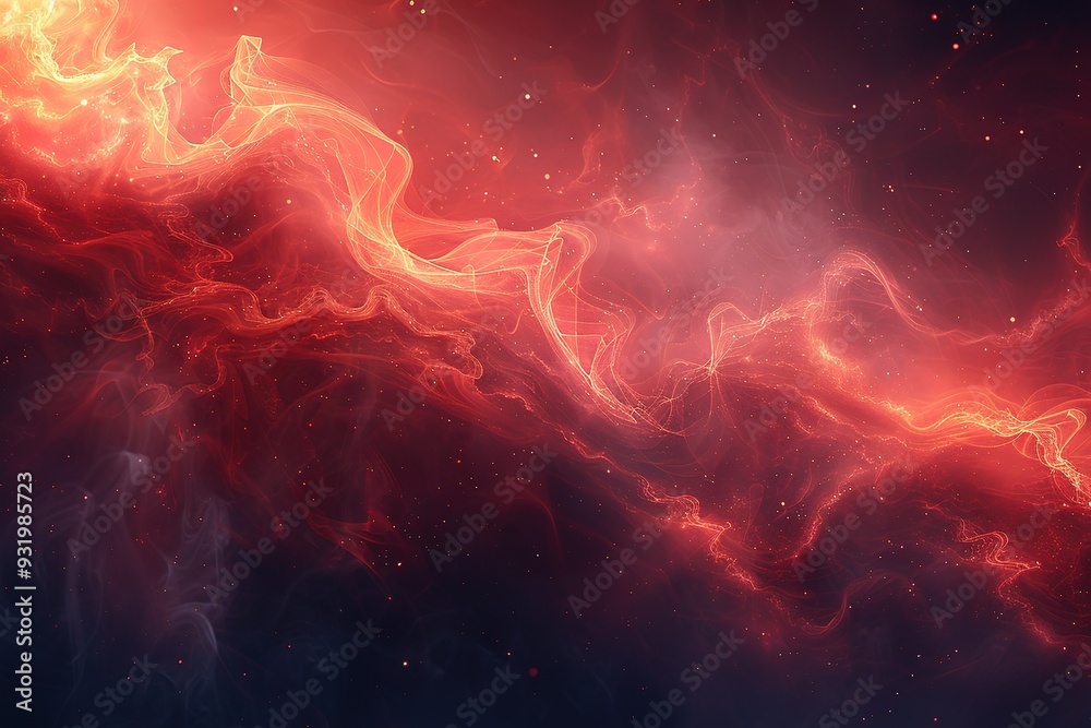 A red and orange space with a lot of stars and a lot of dust