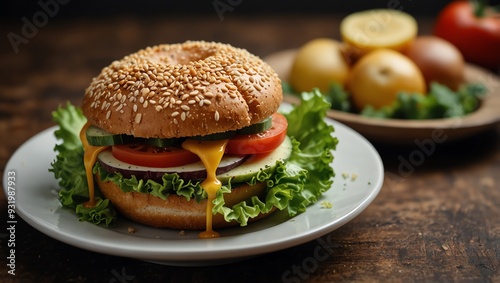 hamburger on a plate