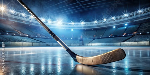 Hockey stick used in a game, hockey, stick, ice, sport, equipment, game, competition, athlete, professional, NHL, team, player, gloves photo