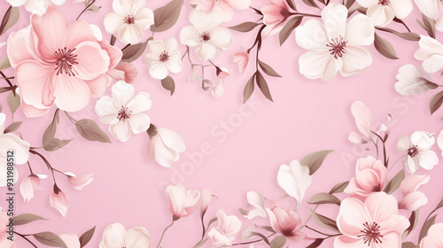 vintage flower seamless pattern on pink background