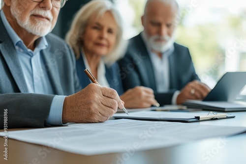 Financial Adviser Discussing Tax Strategies with Retiring Couple | Documents on Table, Medium Shot Consultation Session