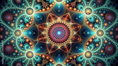 Intricate fractal design resembling interconnected realms , fractal, abstract, pattern, intricate, design