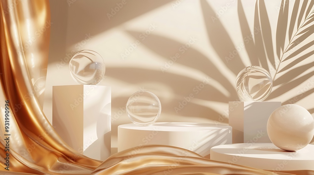 Minimalist Product Display with Glass Spheres Minimalist Product Display with Glass Spheres
