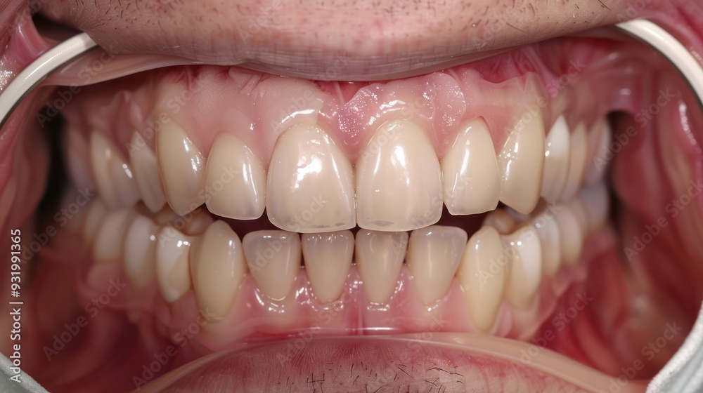 Fototapeta premium Close-up of a Person's Teeth After Dental Work
