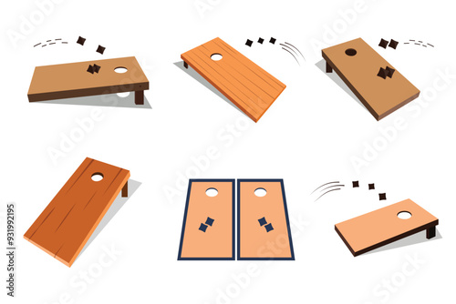 Cornhole Boards Clip Art Illustration Most Biggest Bundle Set, Unique Sport Cornhole colorful Isolated outline, Cornhole Black Color And White Background.