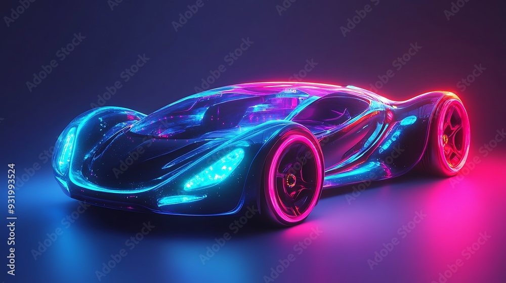 Futuristic Sports Car with Neon Lights Futuristic Sports Car with Neon Lights
