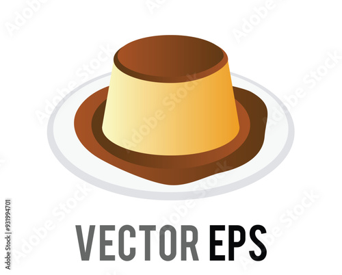 Isolated gradient yellow and brown sweet dessert creme caramel butian icon