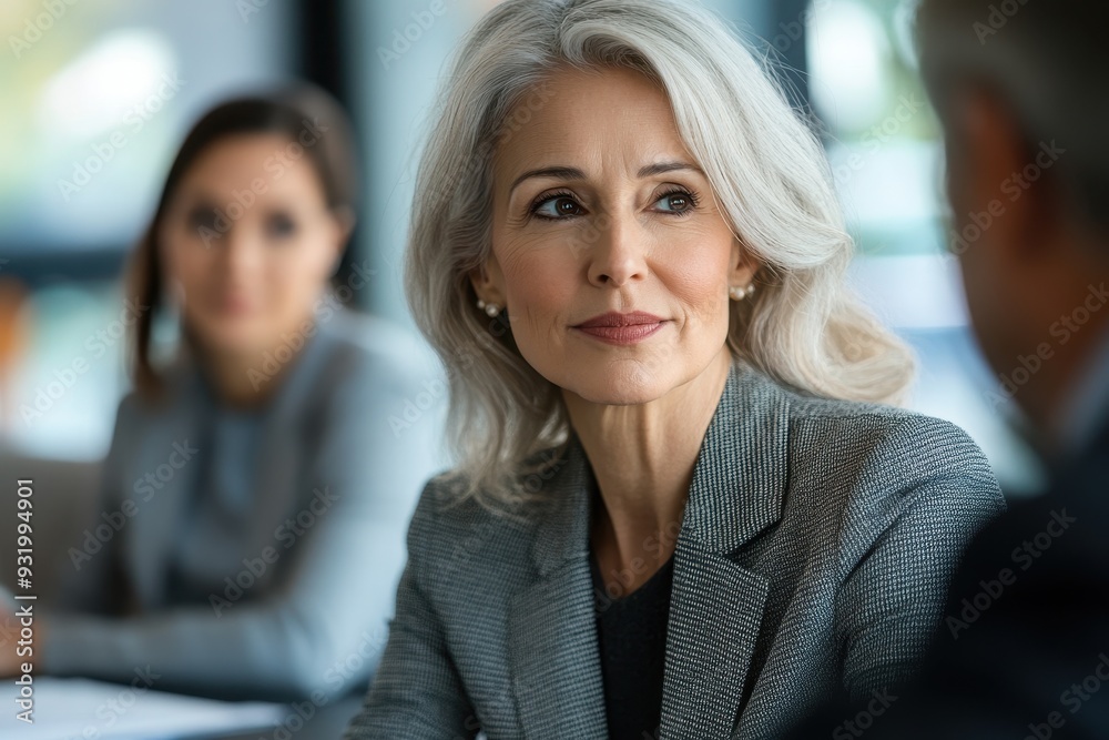 Senior Businesswoman Leading a Strategic Discussion on Mergers and Acquisitions in Modern Corporate Office Senior Businesswoman Leading a Strategic Discussion on Mergers and Acquisitions in Modern Corporate Office