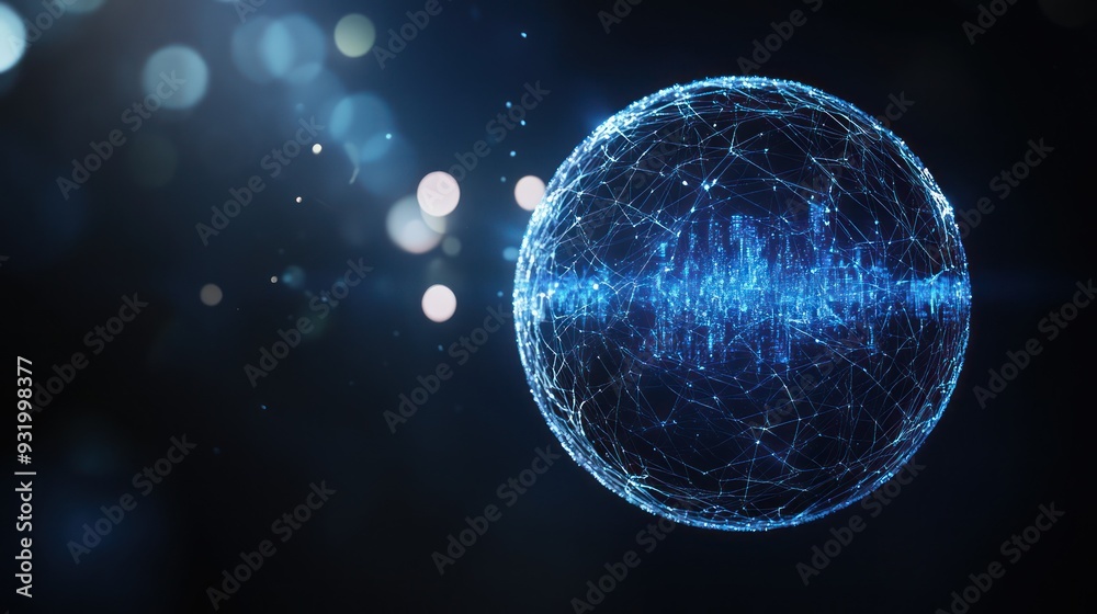 Abstract Digital Sphere with Glowing Blue Lines Abstract Digital Sphere with Glowing Blue Lines